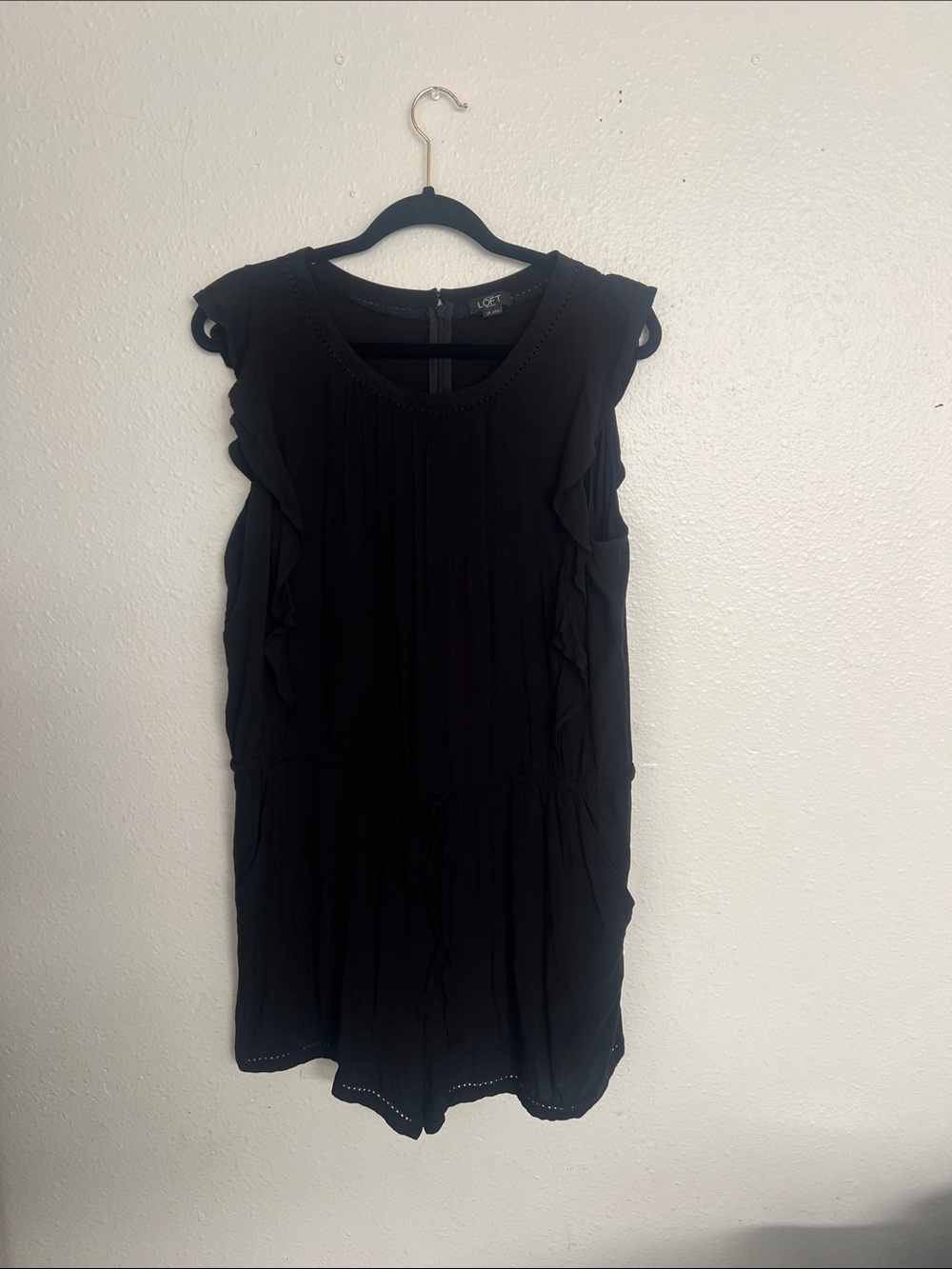 LOFT Black Ruffle-Sleeve romper